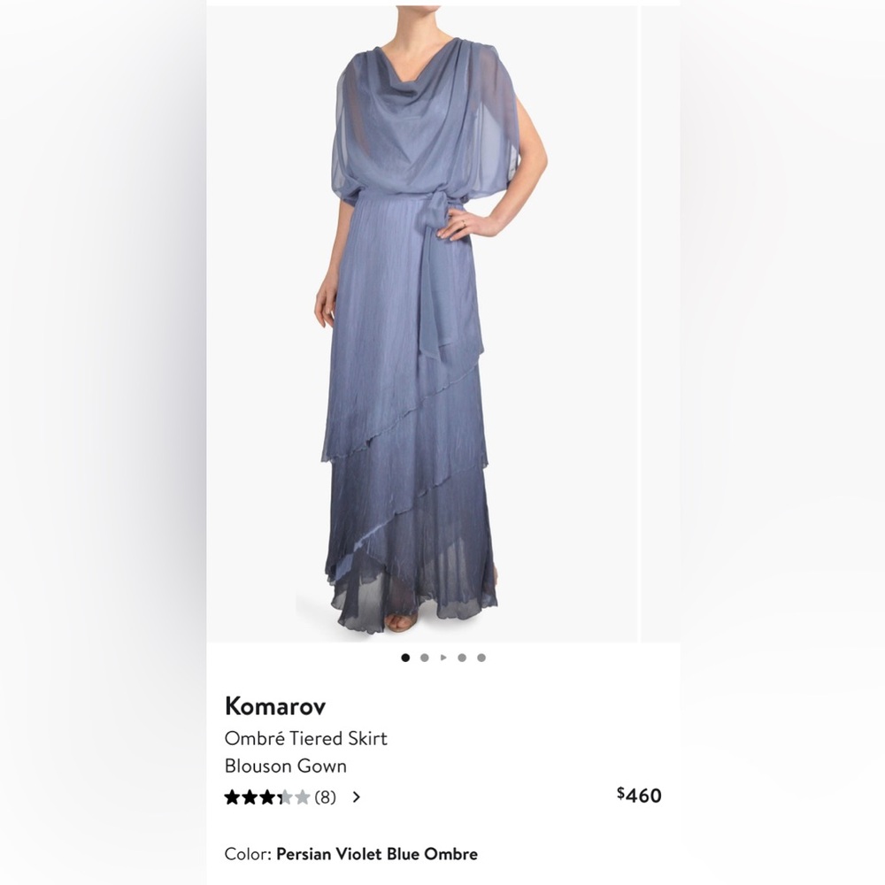 Komarov Ombre Tiered Skirt Blouson Gown